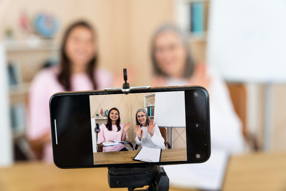 Grabación de vídeo con smartphone para crear contenido digital y comunicar experiencias educativas.